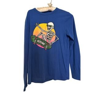 Abercrombie Kids Boys Long Sleeve Blue Shirt Novelty Skeleton Skaterboy 15/16